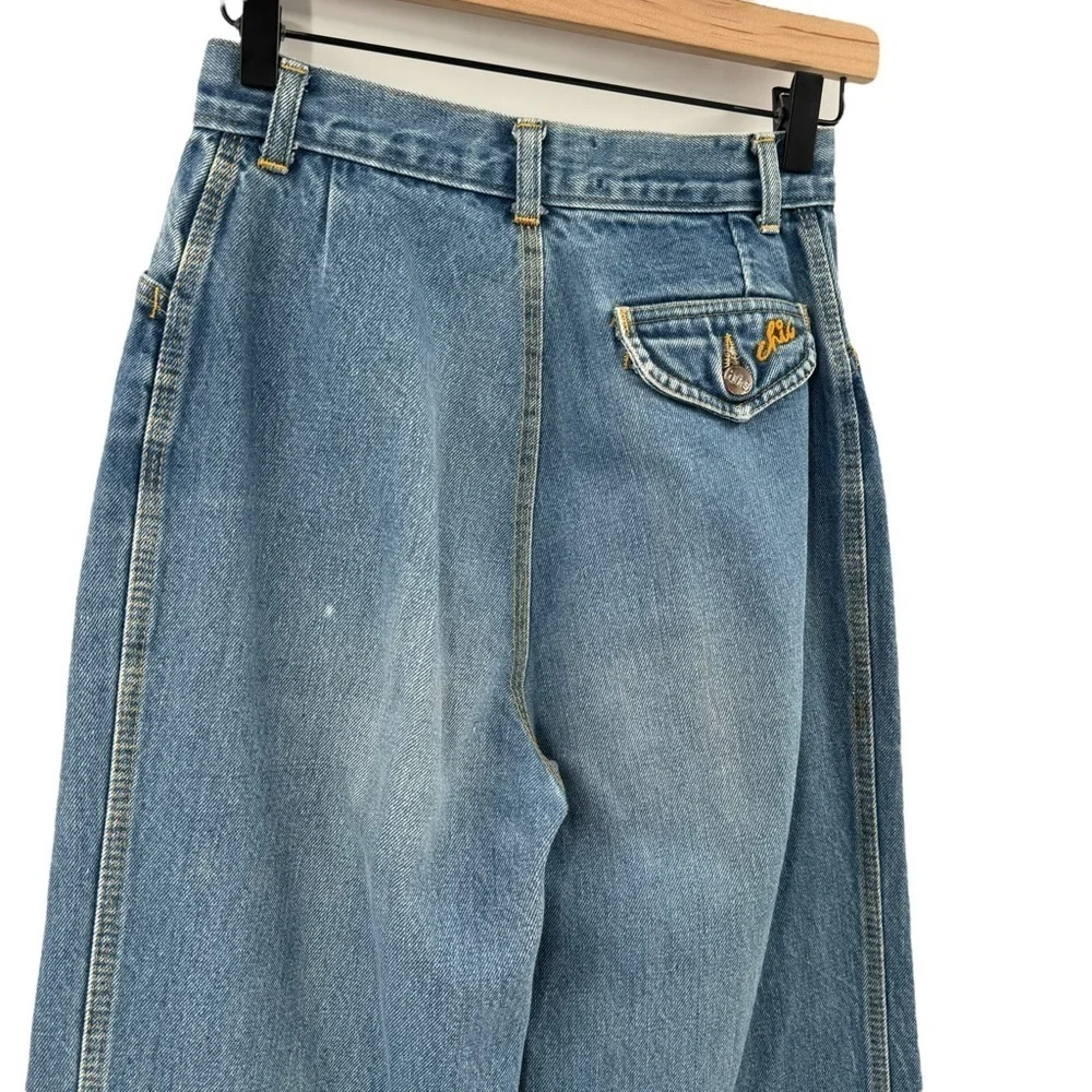 Vintage 70s Chic High Waisted Wide Leg Trouser Jeans 100% Cotton USA | 25
